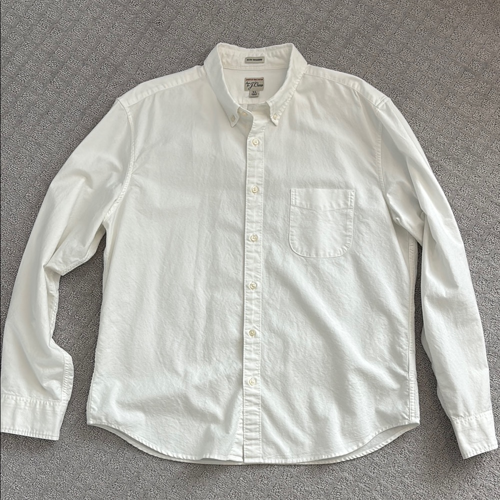 J. Crew White Casual Button Down Shirt with Classic Collar
